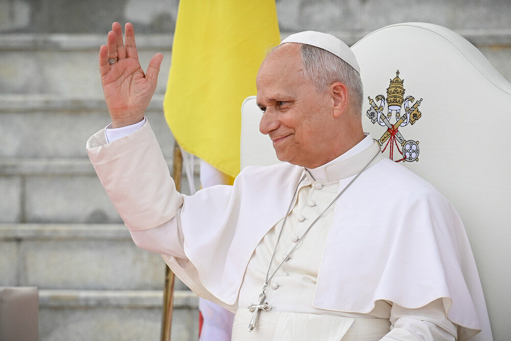 Papst Leo XIV. beim Besuch der Nationalen Universität in Malabo (Äquatorialguinea) am 21. April 2026.