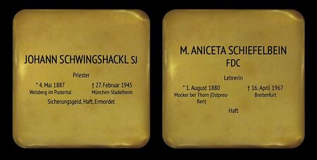 'Gedenksteine' für P. Schwingshackl und Sr. Schiefelbein