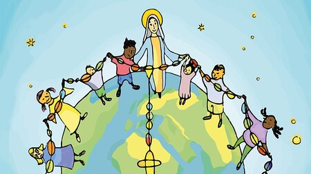 Plakat zur Gebetsaktion 'Eine Million Kinder beten den Rosenkranz'
